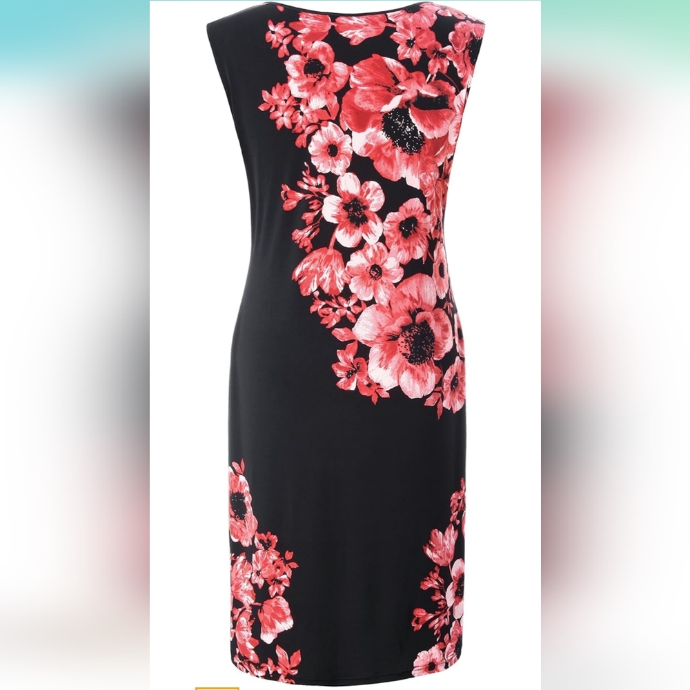 NEW-PLUS Size floral print sleeveless dress.